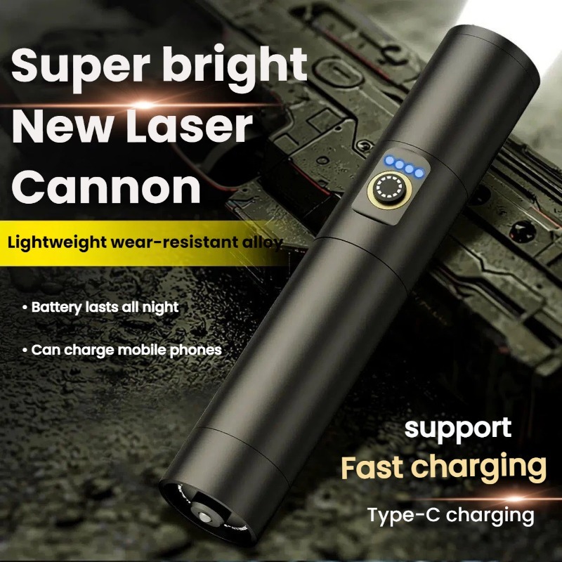 Outdoor Adventure Trips - ไฟฉาย LED แสงสว่างแรง ชาร์จแบบ Type-C ซูมแบบยืดหดได้
