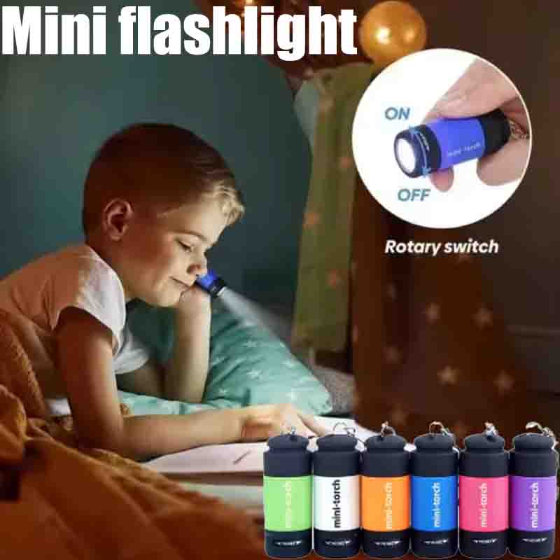 Outdoor Adventure Trips - USB ชาร์จไฟได้ ไฟฉายขนาดเล็กสำหรับตั้งแคมป์ ไฟฉายพกพาแบบพวงกุญแจ แสงสว่างแรง กันน้ำ