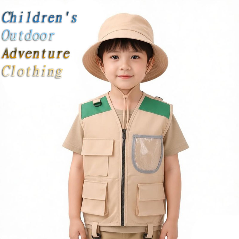 Outdoor Adventure Kit For Kids - ชุดหมวกและเสื้อกั๊กสำหรับเด็ก รุ่นใหม่ปี 2026 ดีไซน์สไตล์นักสำรวจ เหมาะสำหรับการแต่งกายเล่นบทบาทสมมติ ชุดอุปกรณ์ผจญภัยกลางแจ้งสำหรับเด็กชายและเด็กหญิง